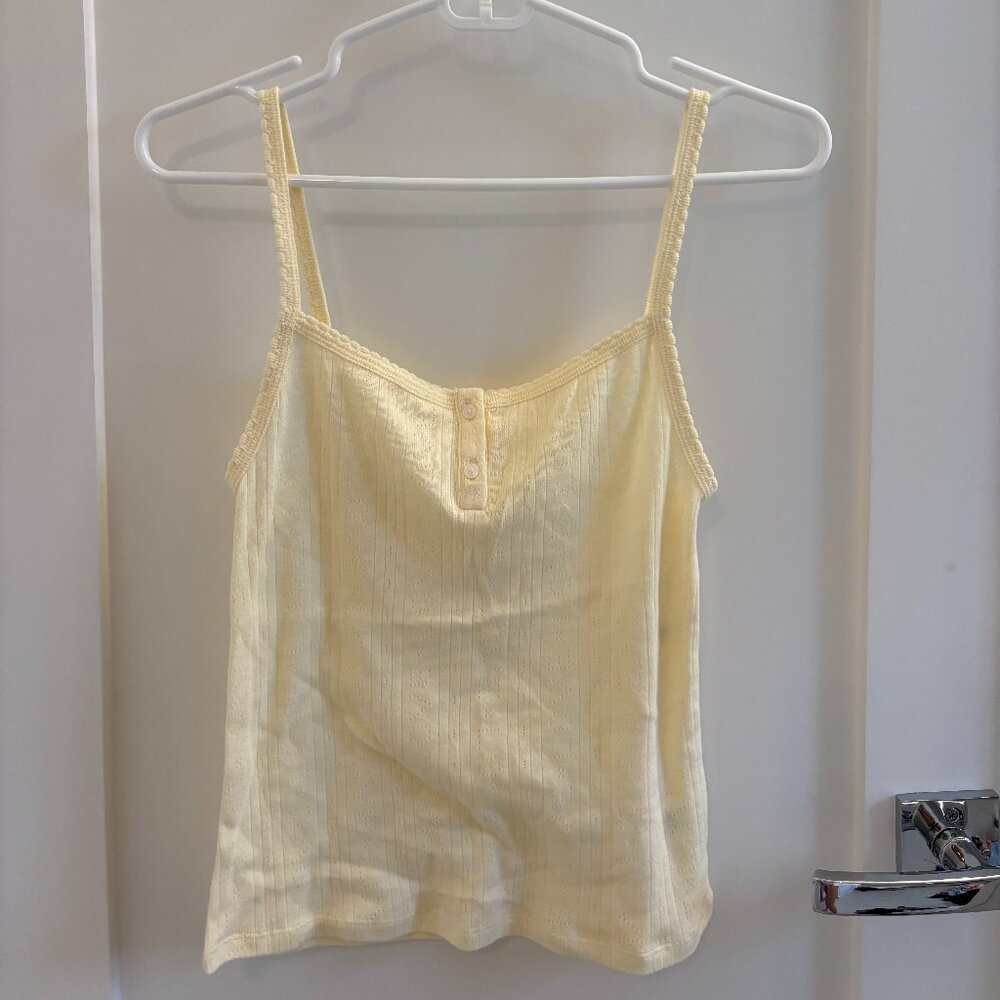AERIE yellow pointelle PJ tank size XS NWT